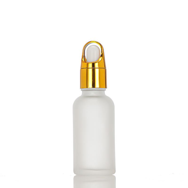 Transparent 30ml Glass Essential Oil Bottle with Frosted Rubber Dropper - Travel-Size Cosmetic Sample Container