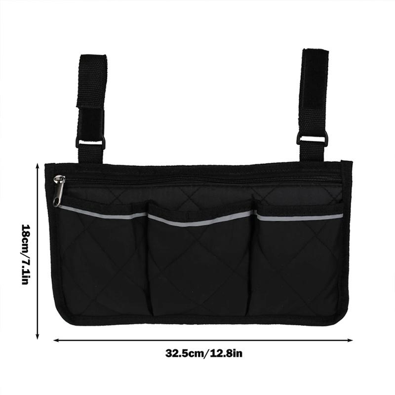 Wheelchair Bag Waterproof Pouch with Secure Reflective Strip Large Capacity Walker Storage Multifunctional