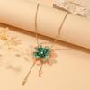 Elegant Shimmering Crystal Four-Leaf Clover Sweater Necklace
