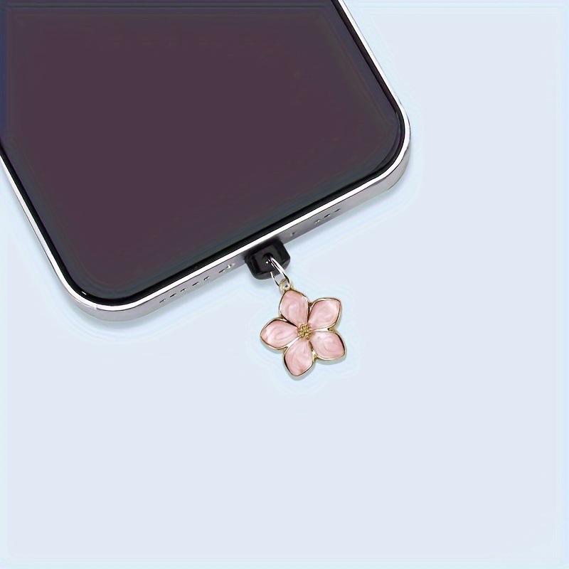 

Cute Pink Black Flower Dust Plug Accessories Decoration Mobile Phone Universal Dust Plug Gift For iPhone5-14