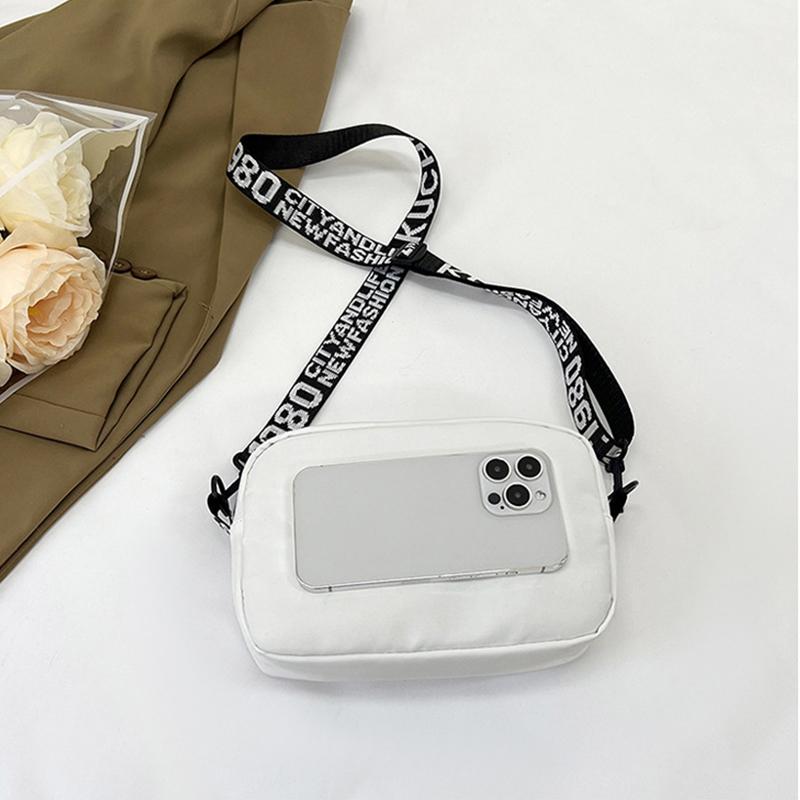 New Fashi Women Nyl Square Handbags Lady's Shoulder Cross Body Bag Casual Wide Strap Zipper Handbag