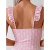 Vintage Ruffles Strap One Piece Swimsuit 2025 Women Pink Mesh Contrast Underwire Slim Tummy Control Swimwear Beach Bathing Suit