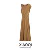 Fashion Style 2024 Autumn New Women's Clothing Stylish Elegant Silk Satin Texture Midi Skirt Dress 9878158