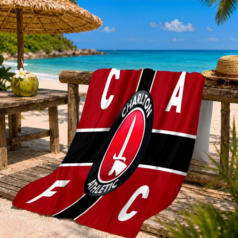 Charlton FC Crest Beach Towel Microfiber Beach Towel, Lightweight and Quick-Dry, for Summer Travel, Swimming Pool Fan Birthday Gift