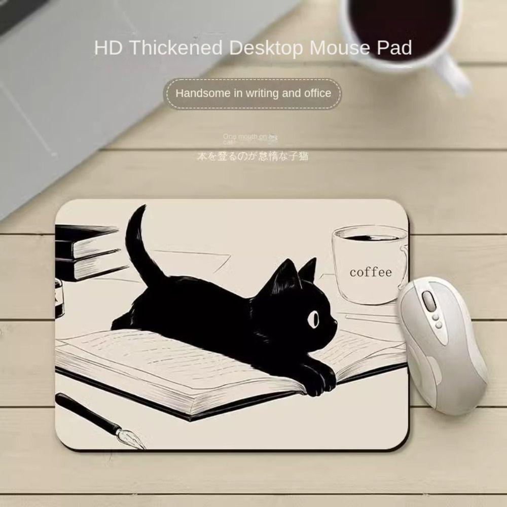 Desk Mat Waterproof Keyboard Mat Anti-Slip Cat Mouse Mat Cartoon Black Cat Mouse Pad Home Decor