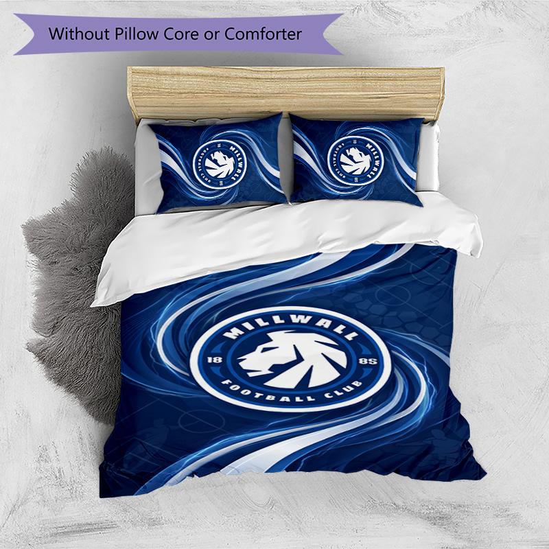 Millwall Football Printed 3 Pieces Bedding Set, Comfortable Skin Friendly Bedroom Duvet Cover Set