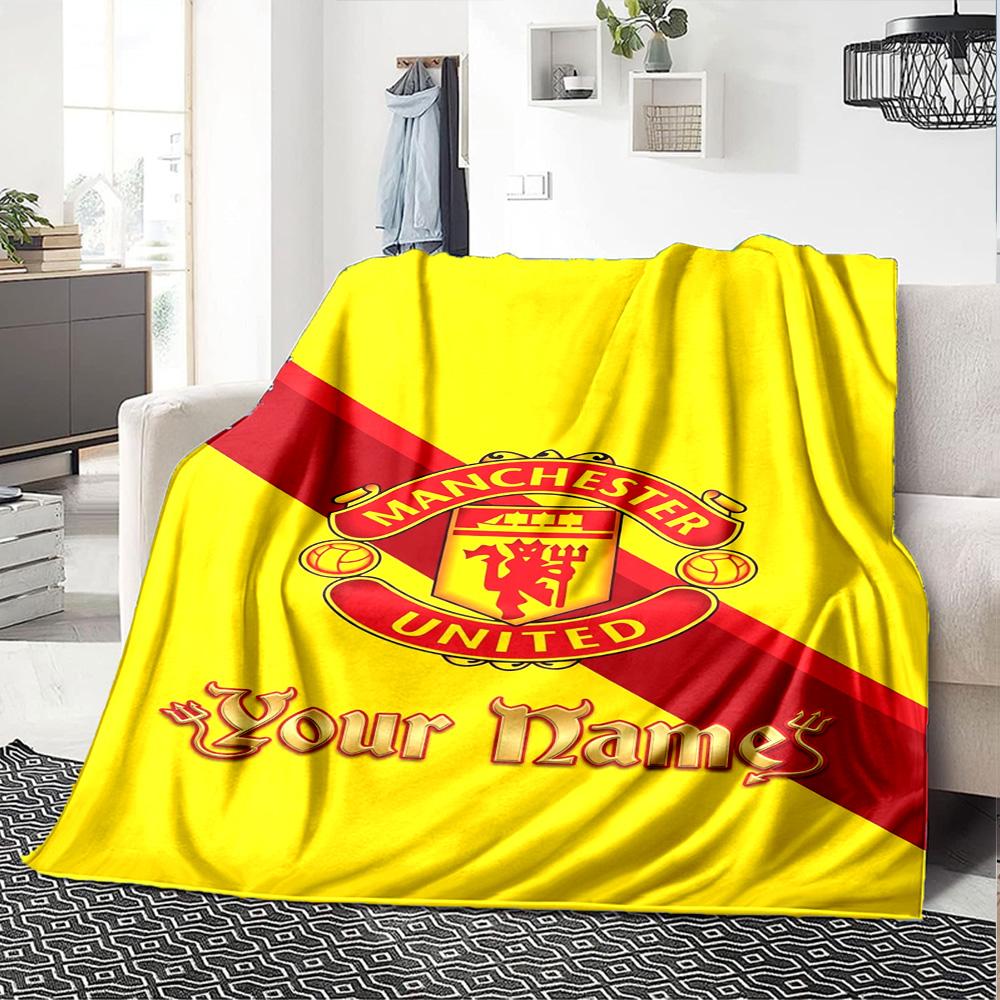 Manchester Personalized Name Blanket Lightweight Customizable Blanket Ultra-Soft Great for Livingroom Chair Couch Picnics All-Season Use