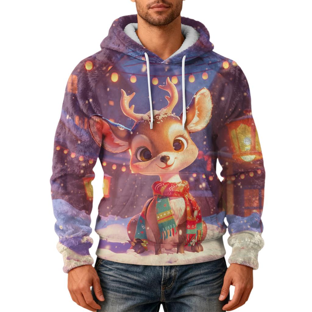 Herrenmode Freizeit Kapuzenpullover Kapuze Plüsch Lange Ärmel