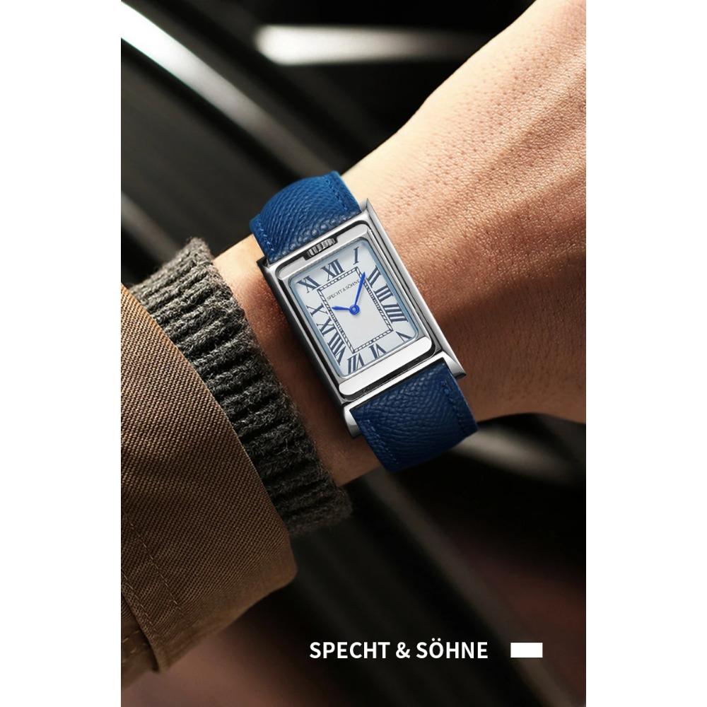 Relógio de Quartzo Quadrado Novo da Moda 2025 Specht & Söhne Dupla Face Relógios Masculinos Aço Inoxidável Cristal de Safira Reloj Hombre 24.5MM