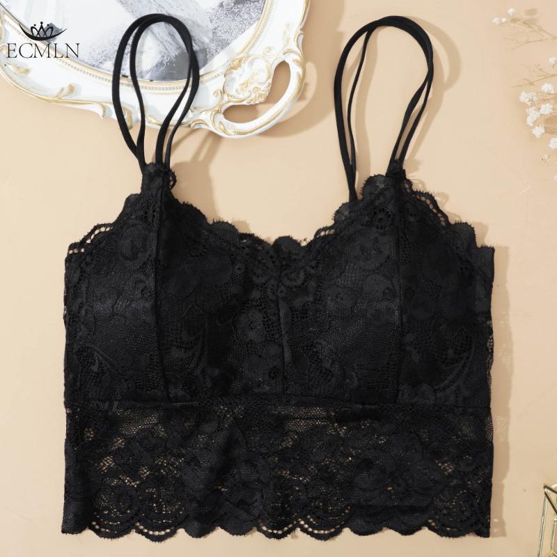 Sexy Lace Sleeveless Vest Bra Crochet Halter Lace Tank Tops Strappy Bralette Bra Cami Crop Top for Women