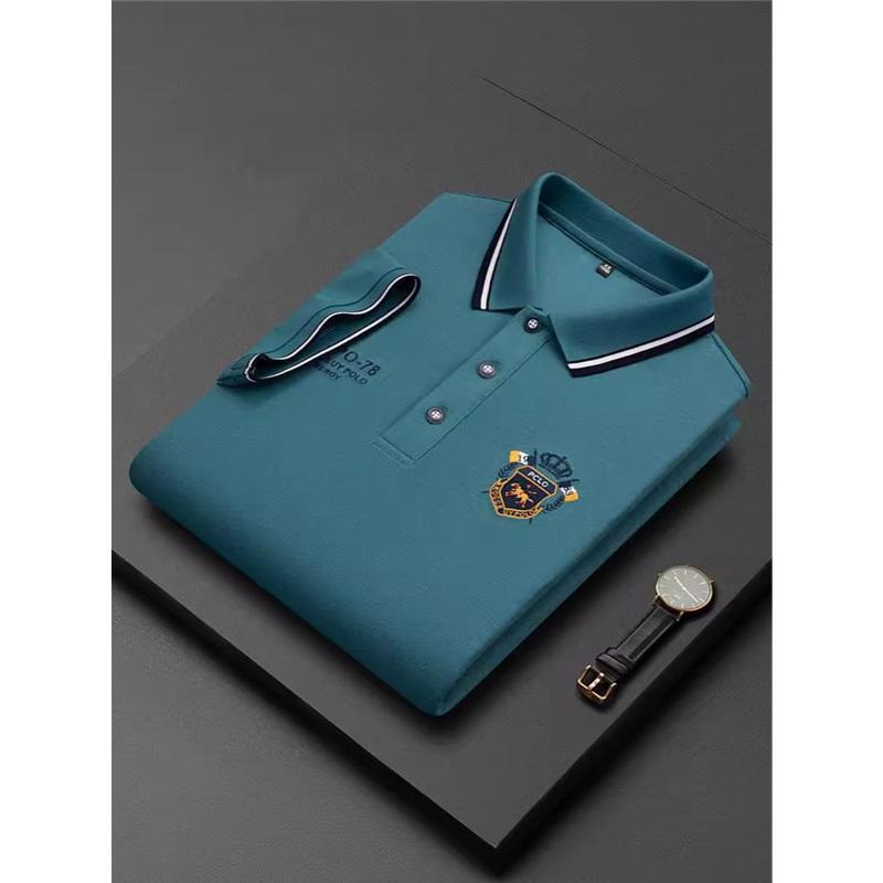 

Мужская вышитая рубашка поло, не требующая глажки, летняя, с короткими рукавами XXXL озеро синий