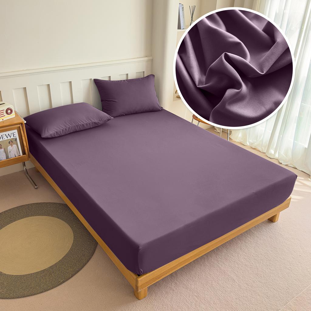 High Quality Fabric Fitted Sheet With Elastic Band Solid Color Mattress Sheet for King Queen Bed 150x200 180x200 200x220cm 1PC