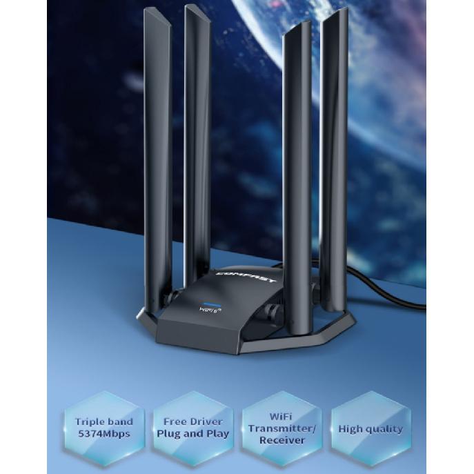 Comfast Wifi6 USB Adapter 5400/3000Mbps Gigabit E-sports Game Network Card High Speed Wifi Dongle Wifi Receiver For PC Win10/11 3