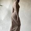 Uzun Kollu Kapşonlu Patchwork Sıska Maxi Elbise Sonbahar Kış Kadın Moda Sokak Şıklığı Rahat Kıyafetler