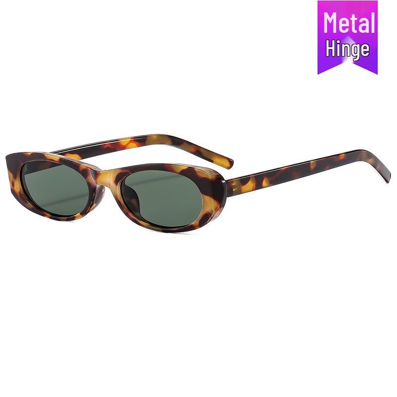 Narrow Oval Frame Women's UV Protection Fashion Sunglasses 2024 - European & American Style, Perfect for the Beach.