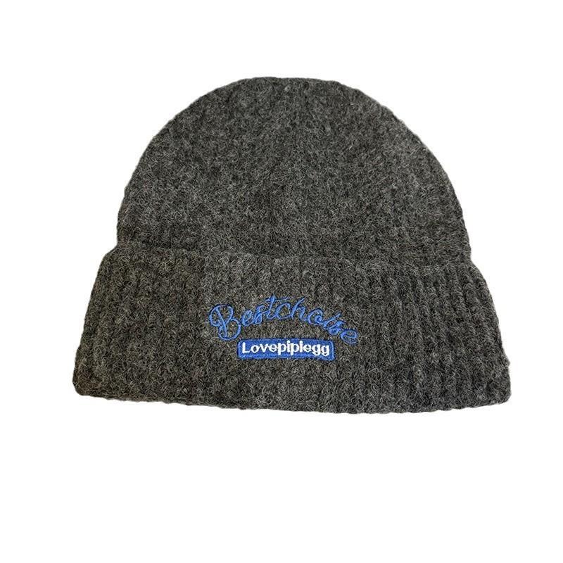 Letter Fashion Knitted Hat Warm Ear Protection Hat For Outdoor Activities Wear