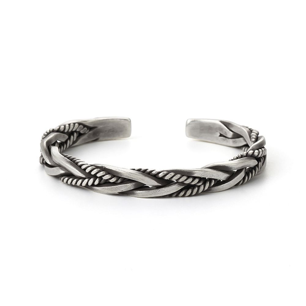 New Geometric Men Simple Women Silver Color Fashion Jewelry Bangles Twisted Opening Bracelets