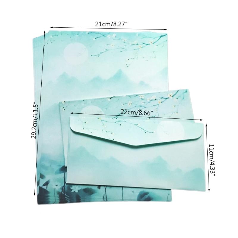 Stationery Paper and Envelopes Set Traditional Letter Writing Paper Color Both Side Writing Stationary Paper for School