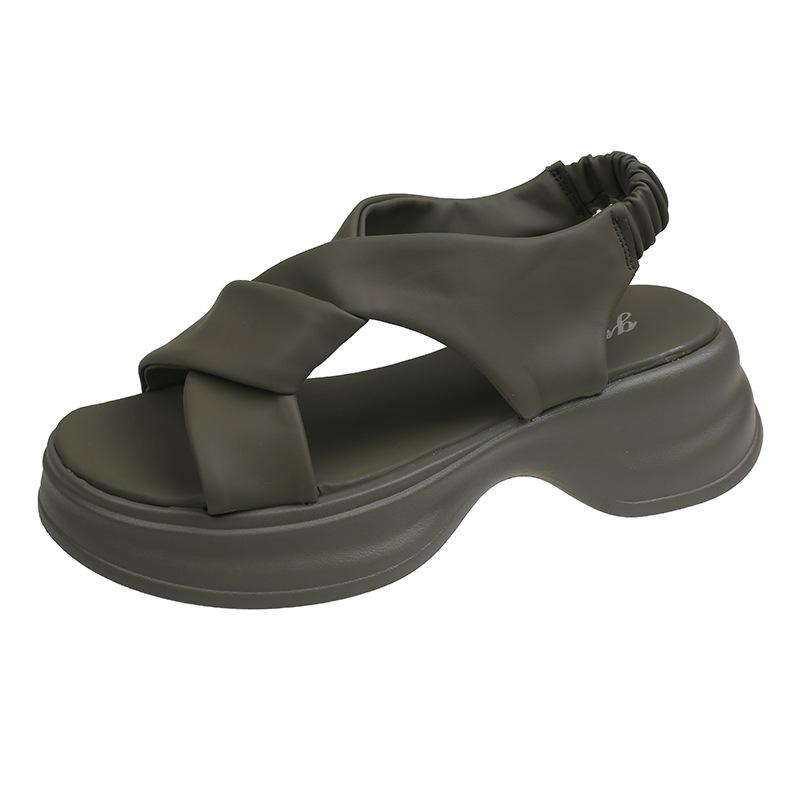 Fashion Women's New Summer 2025 Sport Cool Shoes Thick Bottom Comfortable Pregnant Women Wide Fat Feet European Style Rome Shoes