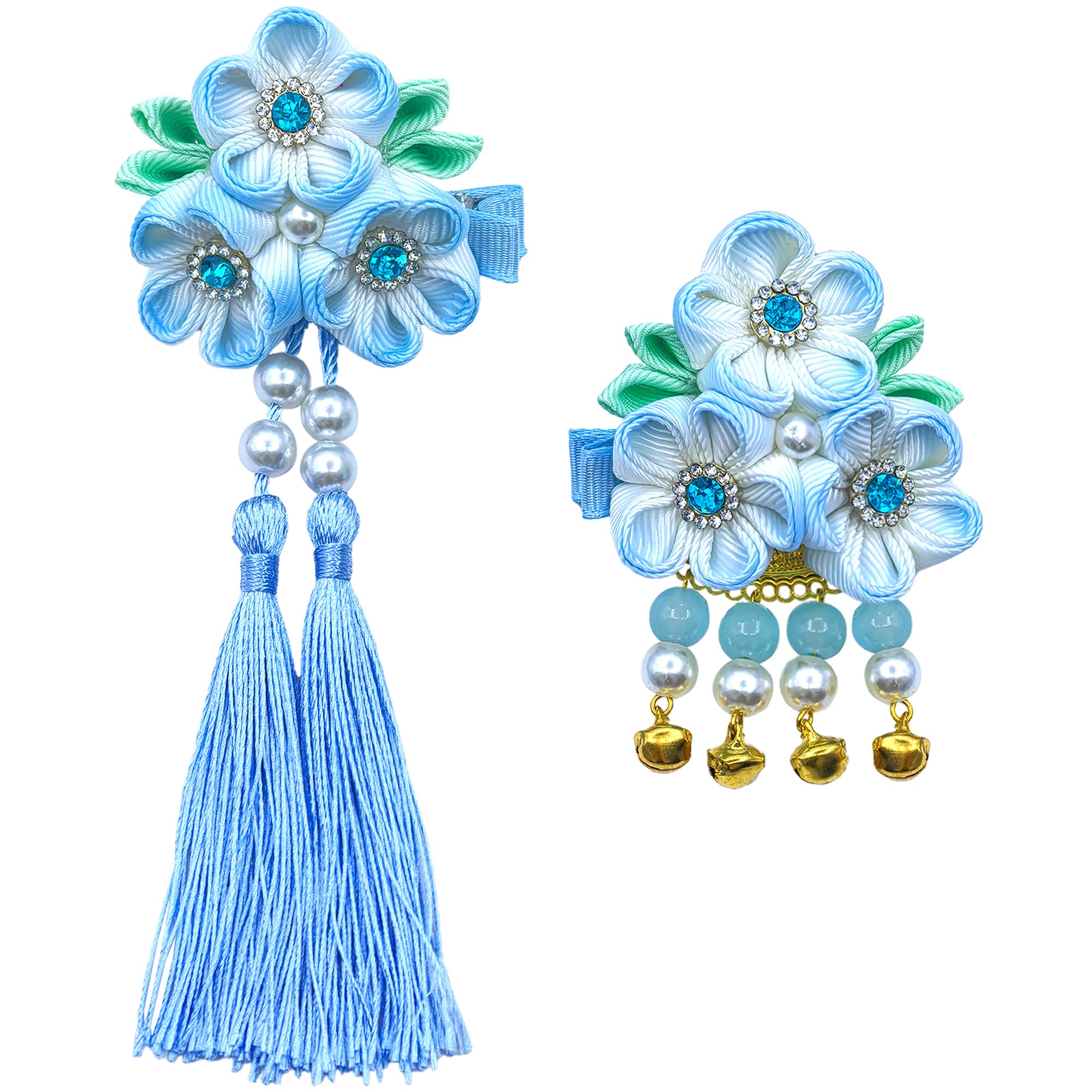 

JZOON Hair Hair Available in 4 Perfect for and other Japanese Flower Design with Handmade for H4502 Ornaments Shichi-Go-San (7-5-3) Ornaments,