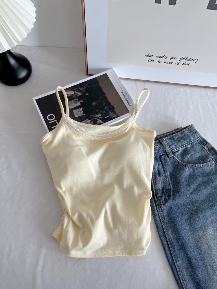 Women's Camisole with Built-in Bra, Stylish Base Layer Top, Beautiful Back Design, All-in-One Sleeveless Summer Wear #7016