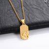 Stainless Steel Rectanglar Pendant Necklace for Women Men Gold Cross Skeleton Charms Chain Choker Metal Jewelry Accessory