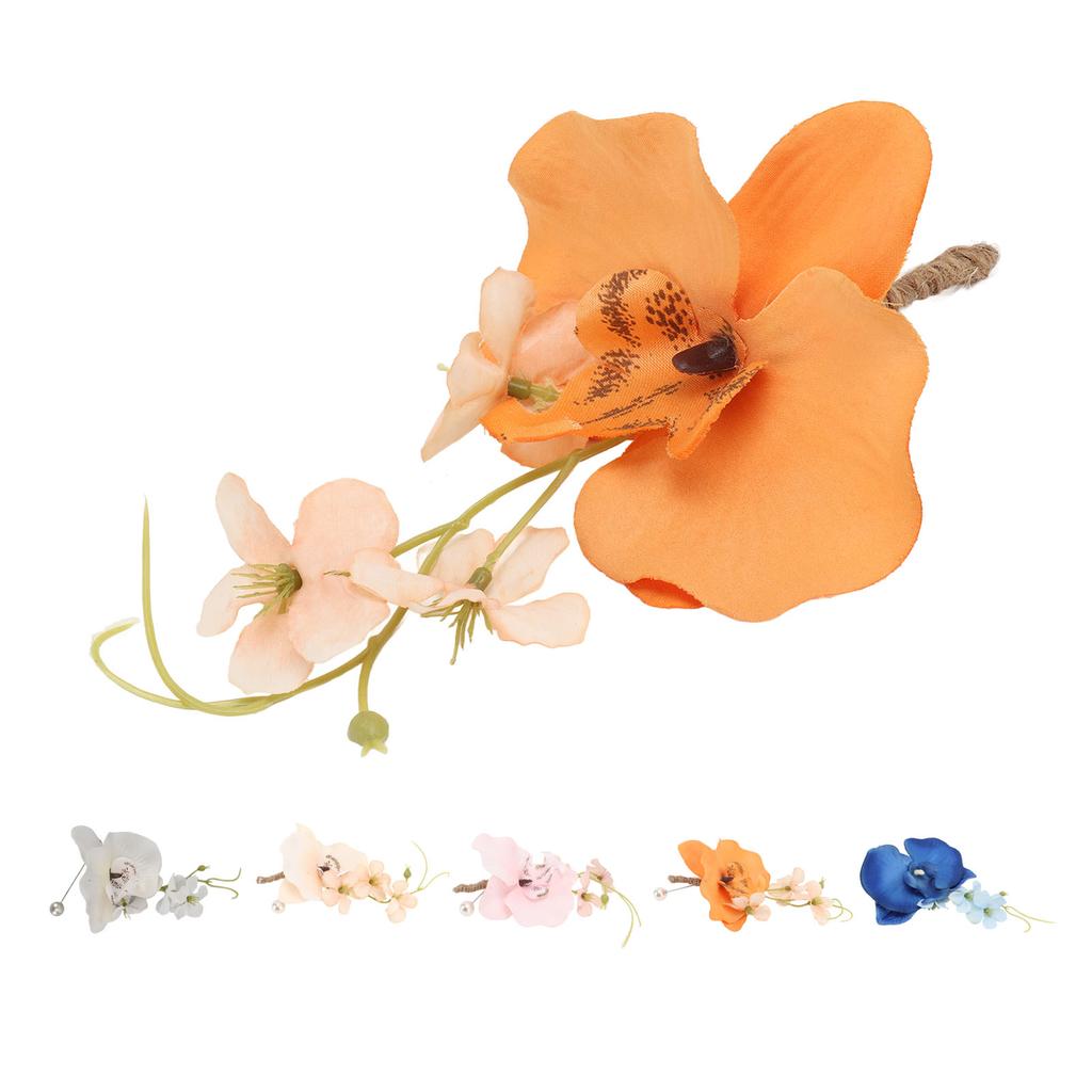 5 Pcs Groom Boutonniere Elegant Men Wedding Flower Lifelike Permanent Reusable Artificial Brooch Flo