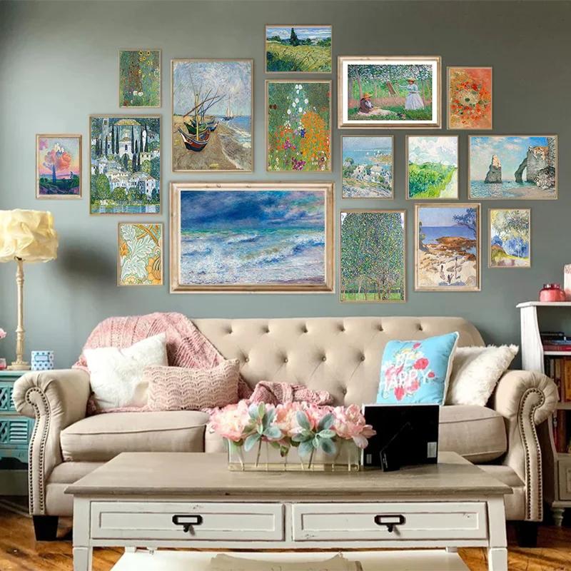 Monet Colour System Landscape Print Wall Art Nordic Village River Alpine Poster Beauty Canvas Painter Living Room Decoration