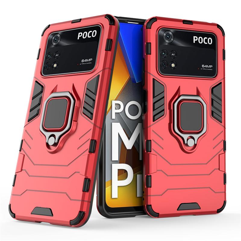 

For Cover Xiaomi Poco M4 Pro 4G Case For Poco M4 Pro 4G Capa Shockproof Holder Magnetic Cover For Poco X3 M3 F3 X4 Pro 5G Fundas For Poco F3 красный