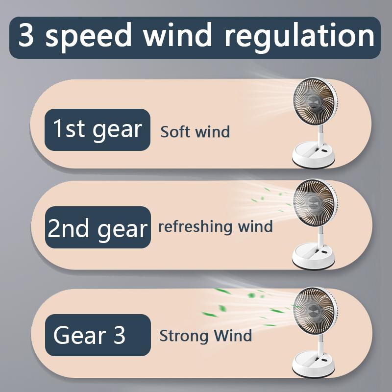 Outdoor Telescopic Fan Remote Control Aluminum Alloy Portable Silent Desktop Vertical Left and Right Rotating Multi-purpose Fan