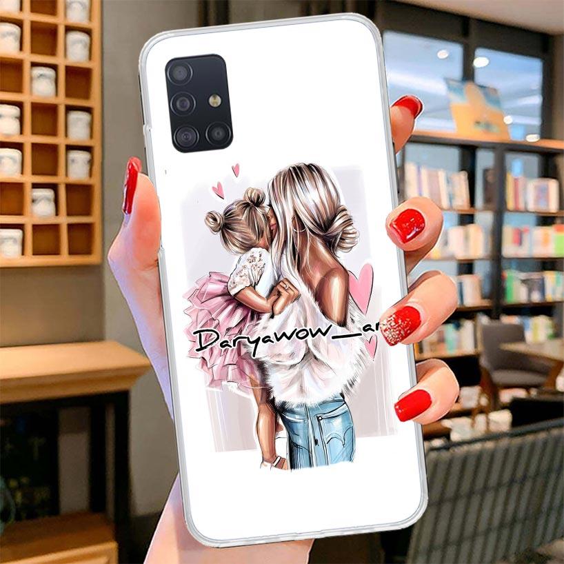 Mom Baby Girls Cover Phone Case For Samsung Galaxy A12 A22 A32 A52 A72 A02S Phone Case Note 20 Ultra 10 S10 Plus A51 A71 A50S A2