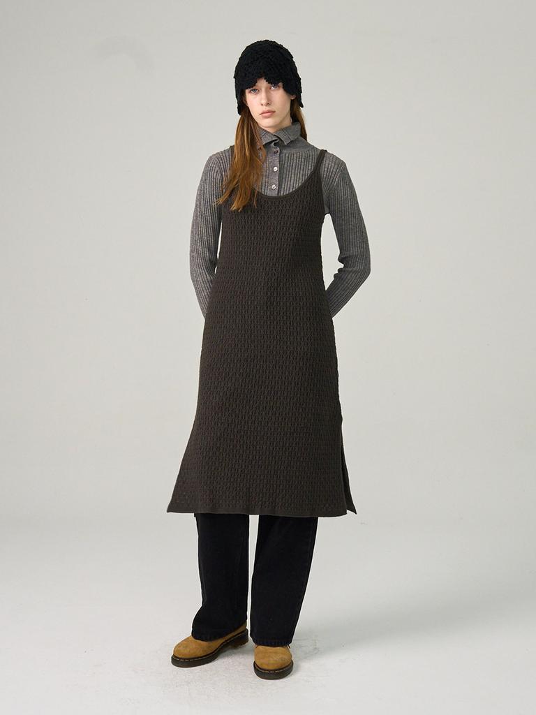 Hunch Teticulated Tissue Long Knit Dress (2Color)