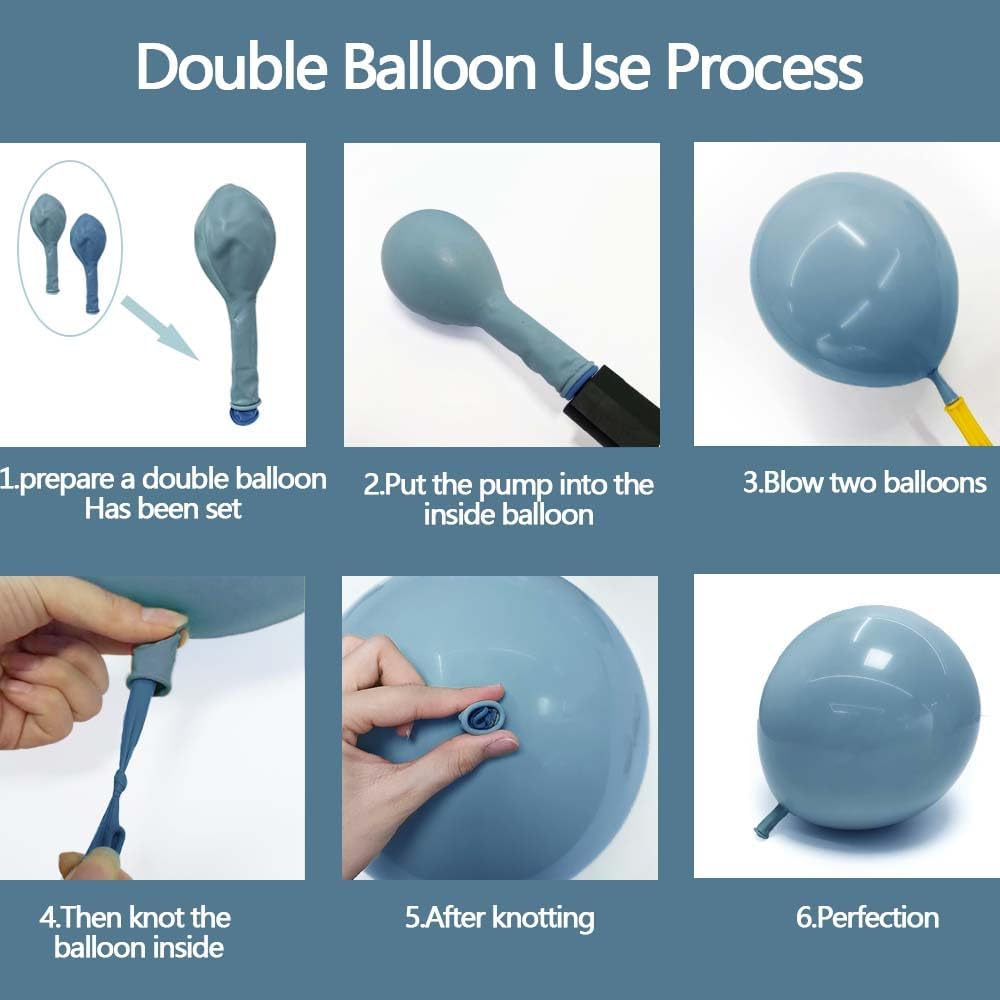 Dusty Blue and White Balloons Garland Double Stuffed Pearl Light Blue Balloon Arch Kit for Birthday Baby Shower Wedding Bridal Cinderella Frozen