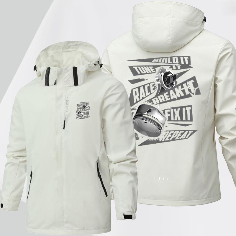 Men's outdoor jacket for autumn and winter, windproof, rainproof,multi-functional hoodsuitable for hiking and climbing printed designwaterproof jacket