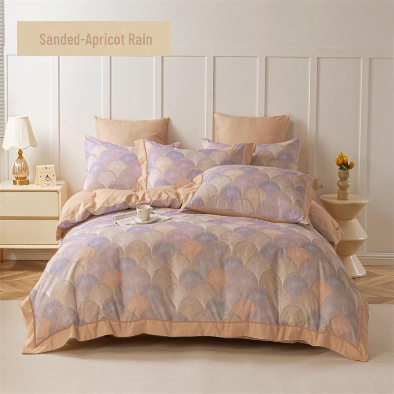 Duo Xi Ai Mei Autumn/Winter Sanded Cotton Bedding Set: 4-Piece Embroidered Quilt Cover, Bed Sheet Gift Set