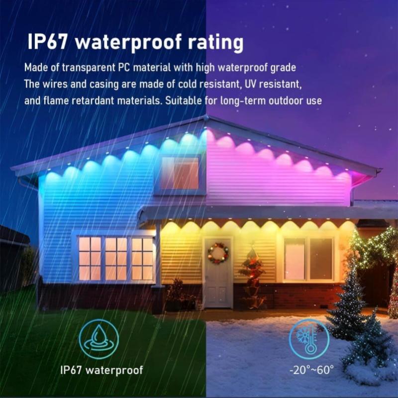 200/300ft Permanent Outdoor LED Eaves Light Smart RGB String Lights Waterproof Lighting for House DIY Scene Holiday Decoration