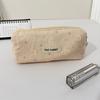 Solid Color Corduroy Pencil Case Student Art Minimalist Stationery  Pouch Zipper Coin Purse Women Makeup Bag Travel Organizer
