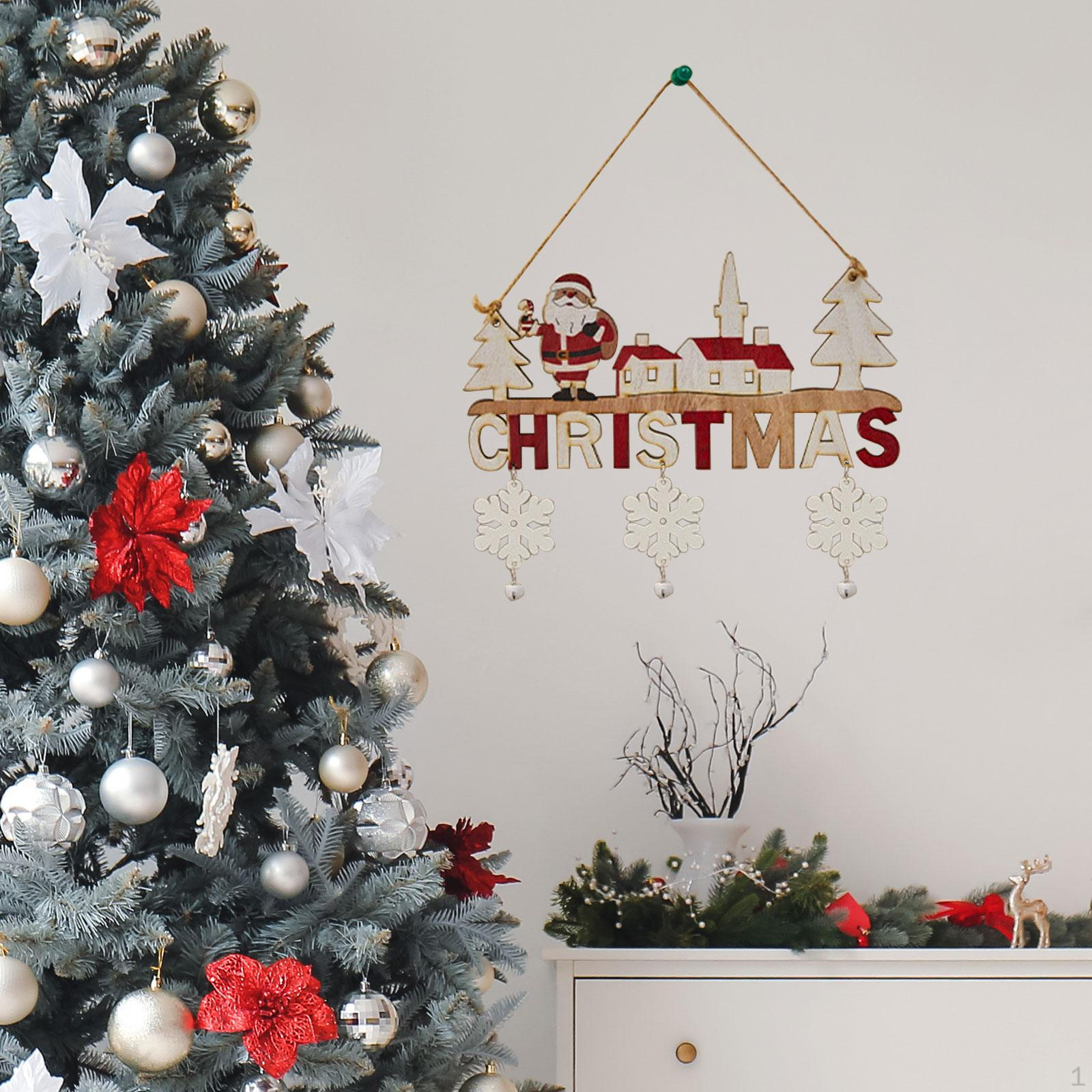 

Christmas Wooden Hanging Sign,Santa Claus Front Door Hanger Ornament Decoration Decor