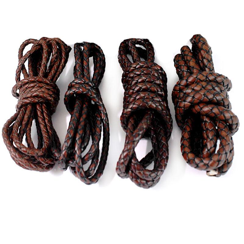 2-1Meter 3/4/8mm Genuine Leather Cord Braided Round Leather Strap Rope String for DIY Necklace Bracelet Jewelry Making Supplies