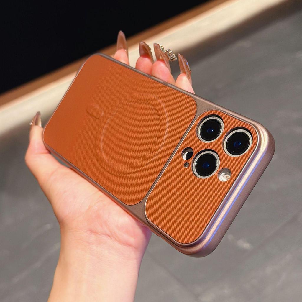 Premium Leder Magnetische iPhone 17 Hülle, Sturzsicher mit großem Fenster für 16 Pro Max