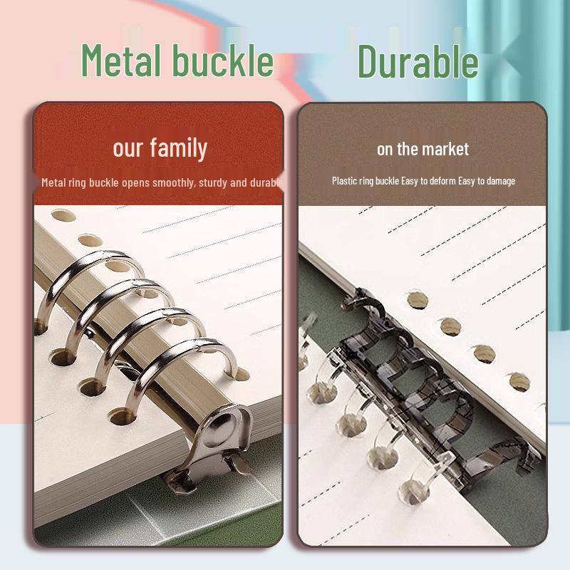 High-Quality A5 Black Cat Loose-Leaf Notebook with Hole-Punched, Thickened Replaceable Core, Perfect for Students - B5 Size