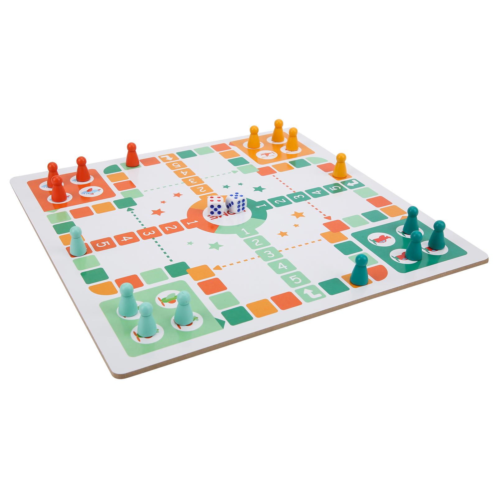 Children 2 in 1 Table Board Games Flying Chess and FiveinaRow with Double Side Board
