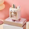 Cute Cartoon Pig Pen Holder Multi-Grid Desk Organizer with Drawer Multi-functional Cosmetic Makeup Brush Holder for Home Office School Supplies