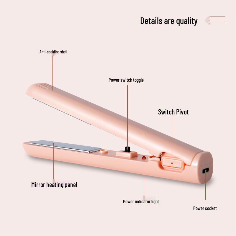 USB Mini Dual-Use Hair Iron: Wireless, Non-Rechargeable, Low Power