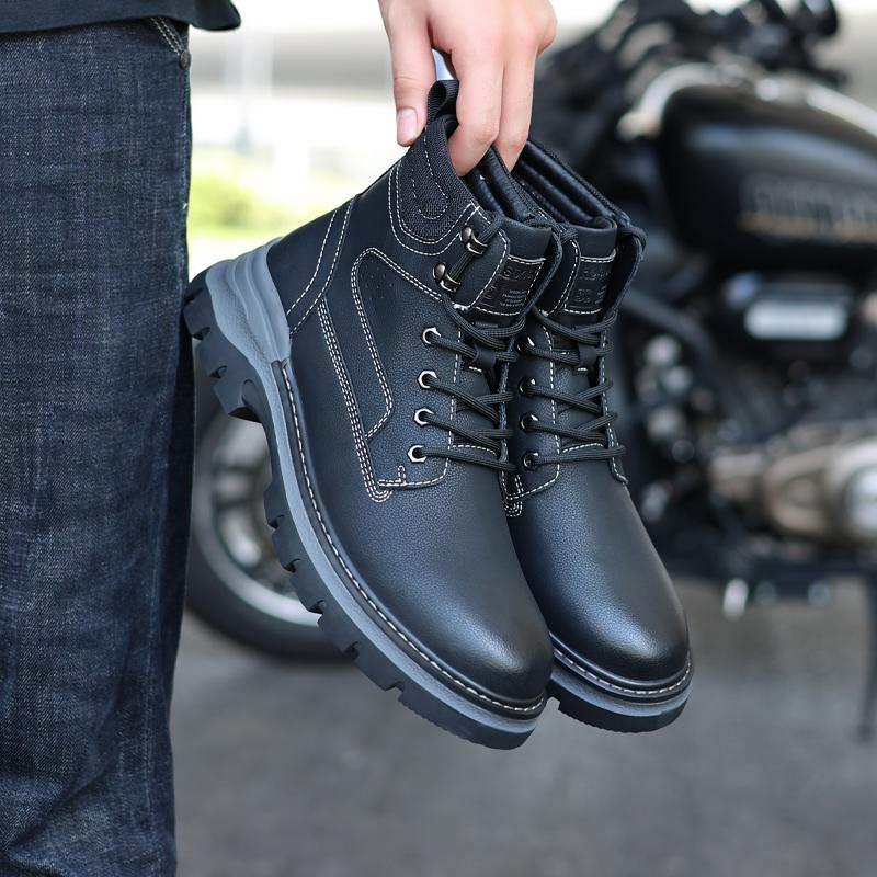 

Модные ретро ботинки мужская обувь пустынные ботинки из коровьей кожи британский стиль повседневные ботинки из натуральной кожи мужские нескользящие износостойкие моторизованные ботинки 44 чёрный