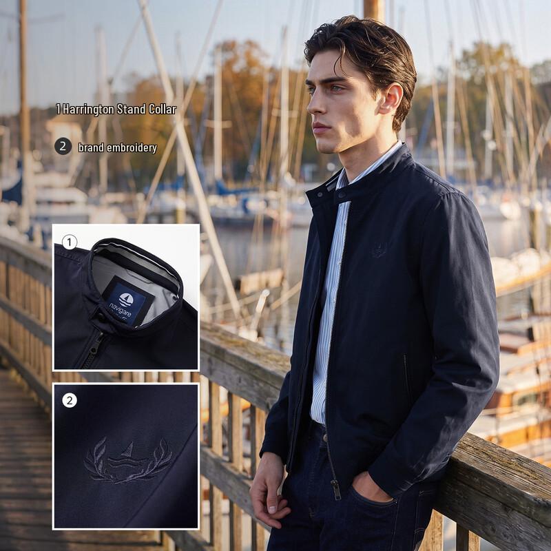 Navigare Men's Stand-Collar Business Casual Windbreaker