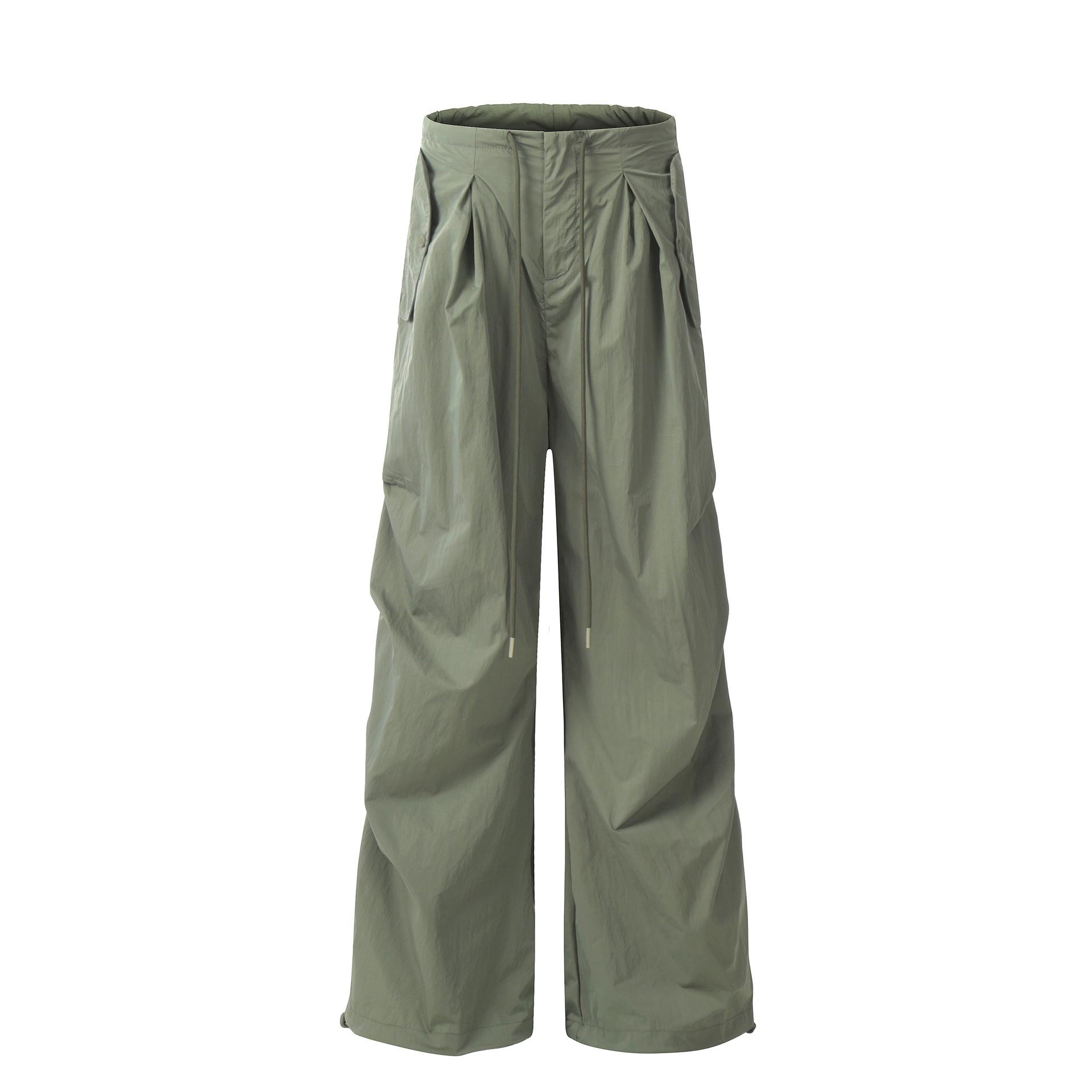 

Женские широкие брюки-карго в корейском стиле OREETA с завязками на шнурке, модный осенний свободный крой. Medium зелёный