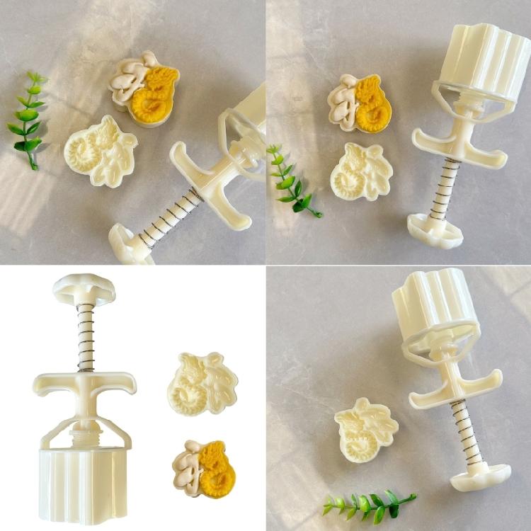 Dragon Pattern Moon Cake Mold Pastry Tool Hand Press Cookie Dessert Cutter Bakings Tool for MidAutumn Festival Easy Use