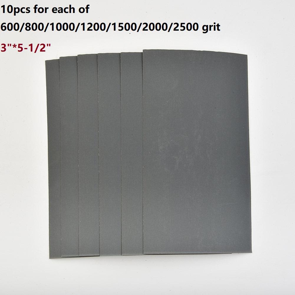 70/10PCS Sandpaper 600/800/1000/1200/1500/2-000/2500 Grit Sand Paper Water/Dry Sanding Paper Abrasive Tools Sand Paper