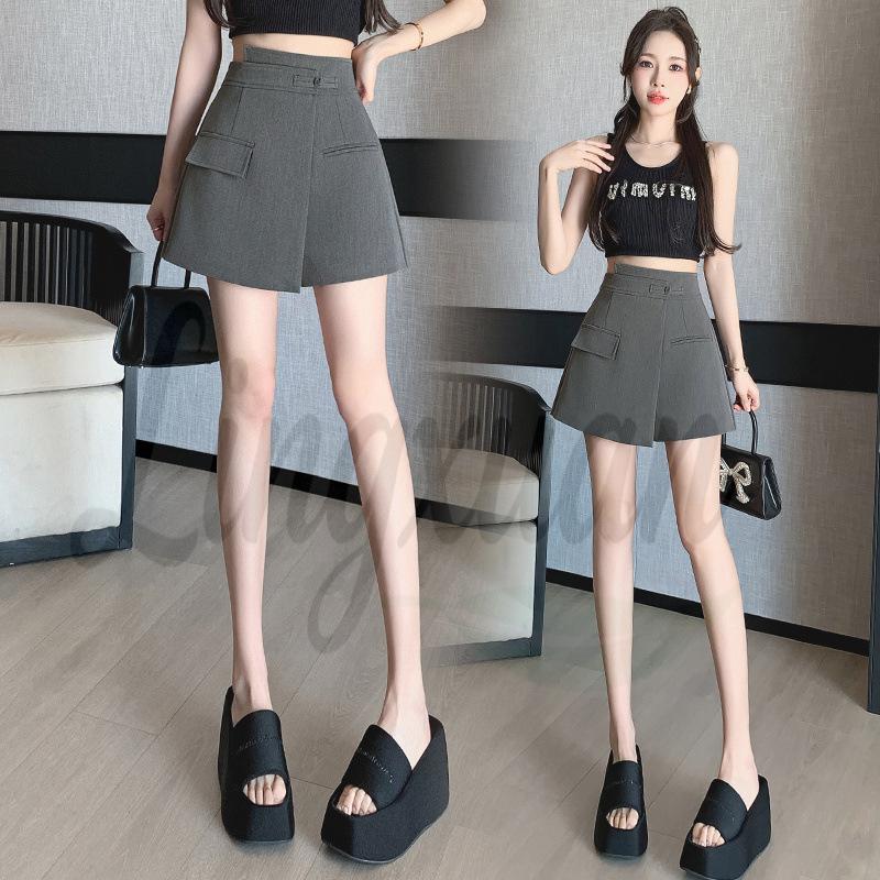 

Spring/Summer 2026 A-line Women s Skirt Pants with Irregular Slit and Frog Button in Chinese Style L серый